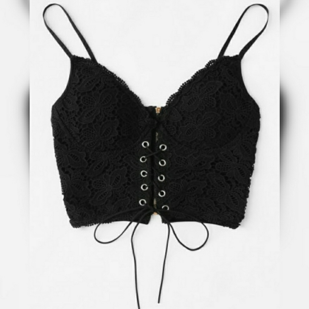 🚫SOLD Black Corset-Style Bustier - Picture 2 of 4